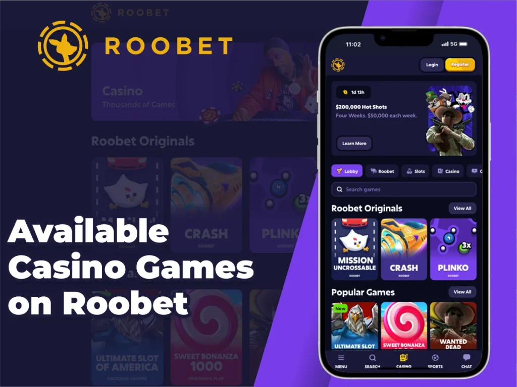 All the available casino games at Roobet
